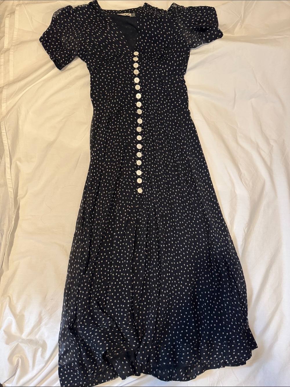 Vintage Rixo B&W Polka Dot maxi dress